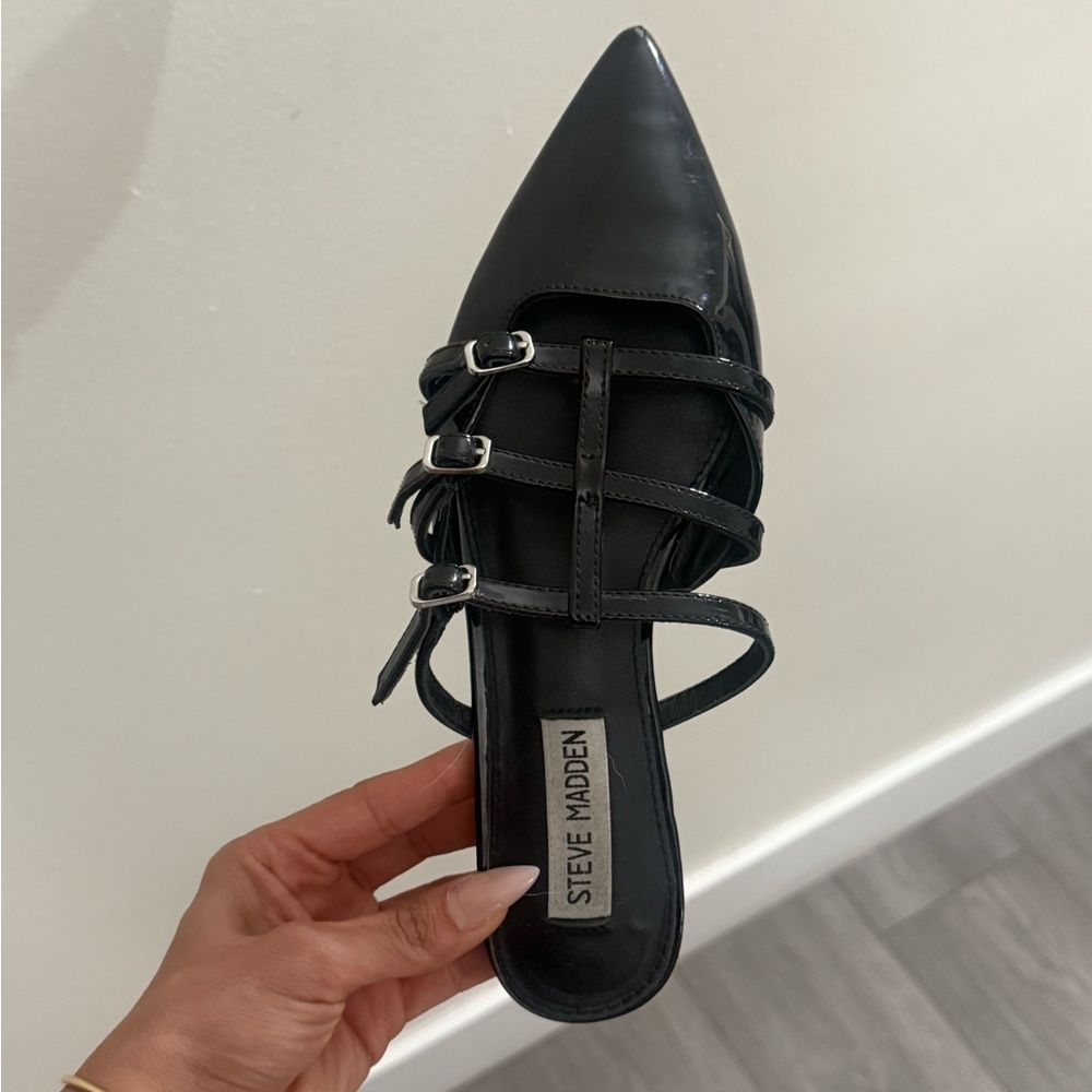 Steve Madden Black Strappy Pointed Heels